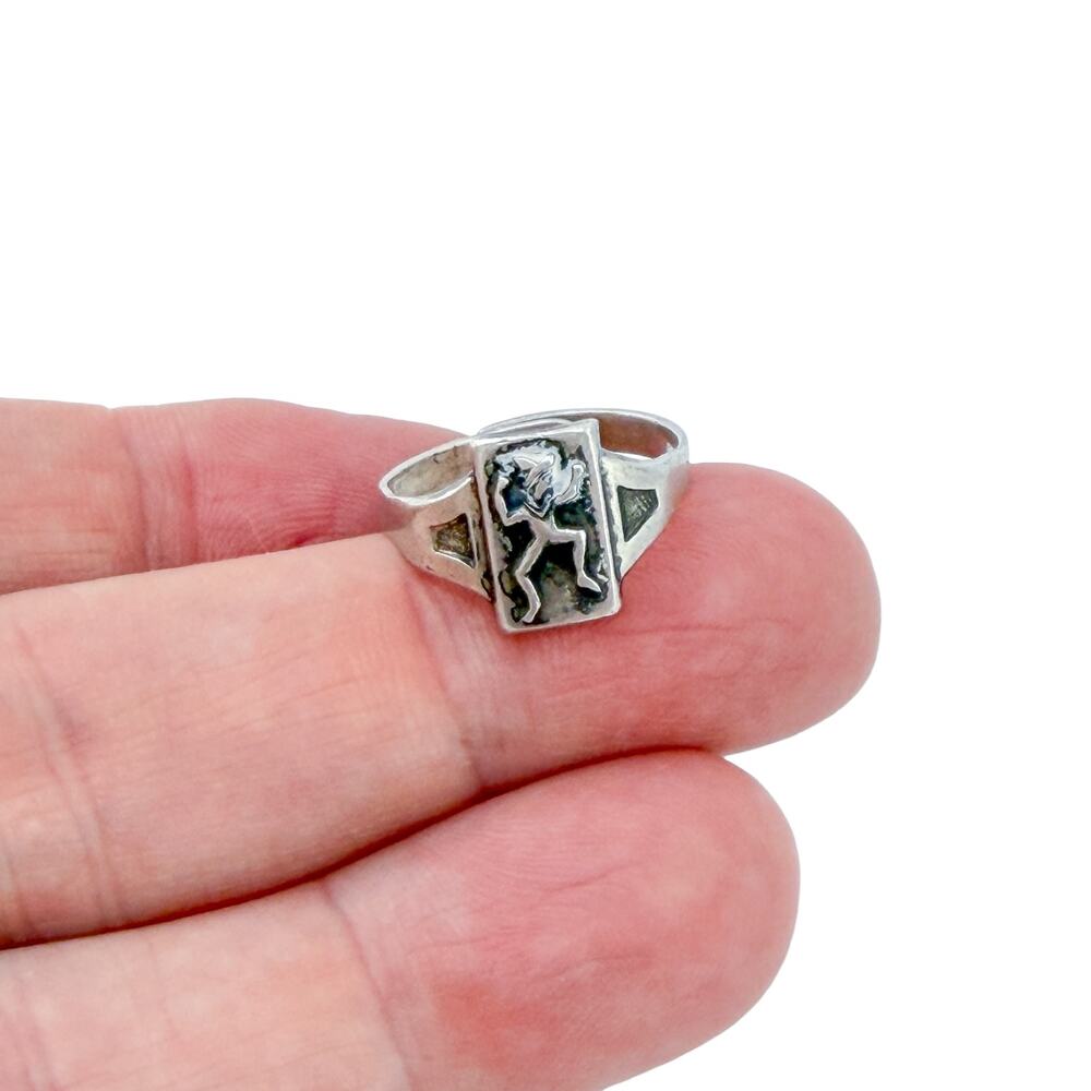 Vintage Sterling Silver 925 Adjustable Girl Scout Brownie Signet Ring Size 7